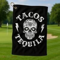 Tacos & Tequila Mexican Food Drinking Golf Towel thumb 1