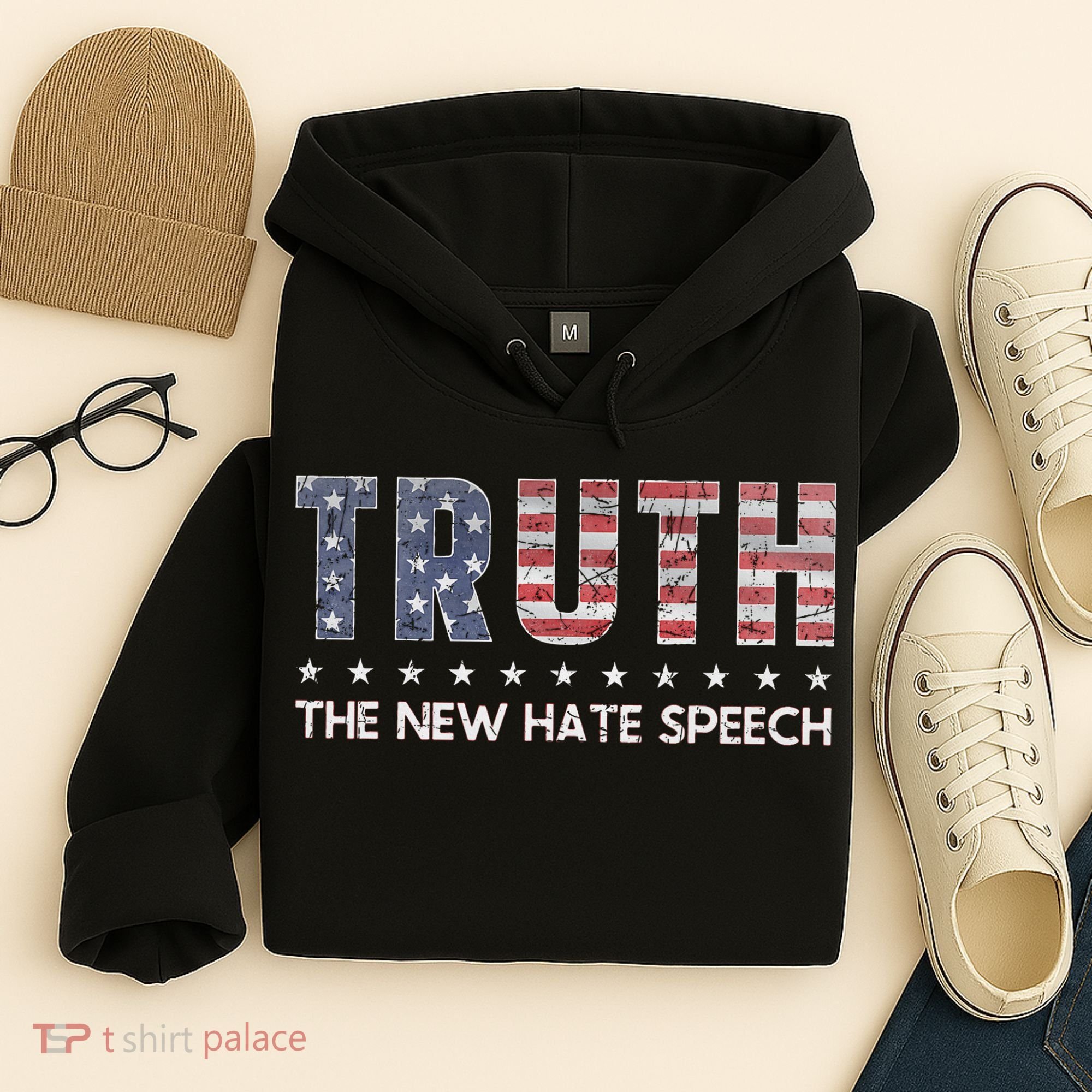 Truth The New Hate Speech Political Correctness USA Flag Hoodie