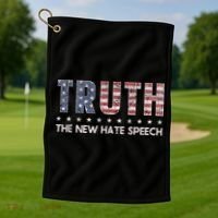Truth The New Hate Speech Political Correctness USA Flag Golf Towel thumb 1