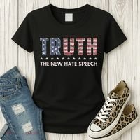 Truth The New Hate Speech Political Correctness USA Flag Women's T-Shirt thumb 3