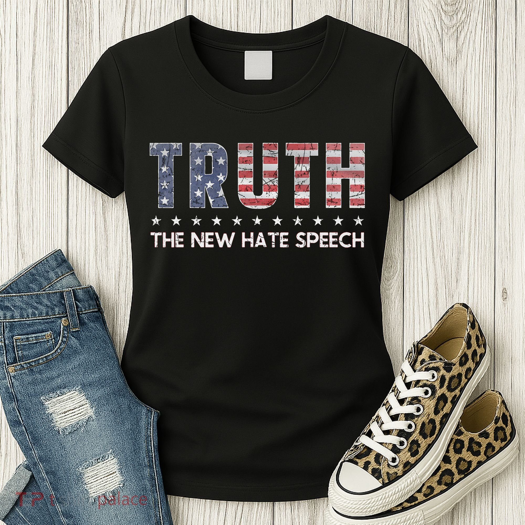 Truth The New Hate Speech Political Correctness USA Flag Women's T-Shirt