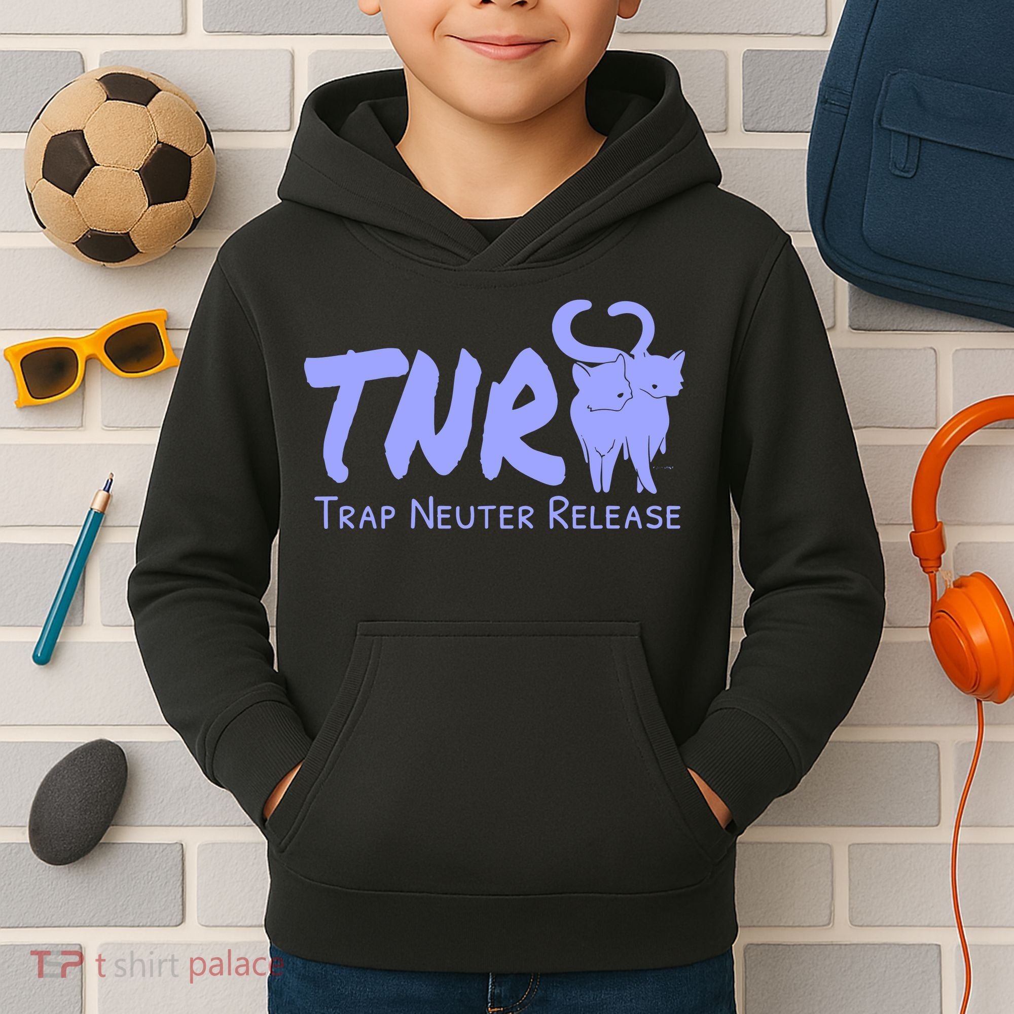 TNR Trap Neuter Release Feral Cat Awareness Kids Hoodie