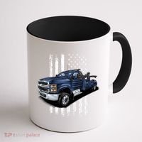 Tow Truck On American Flag Gift Coffee Mug thumb 1