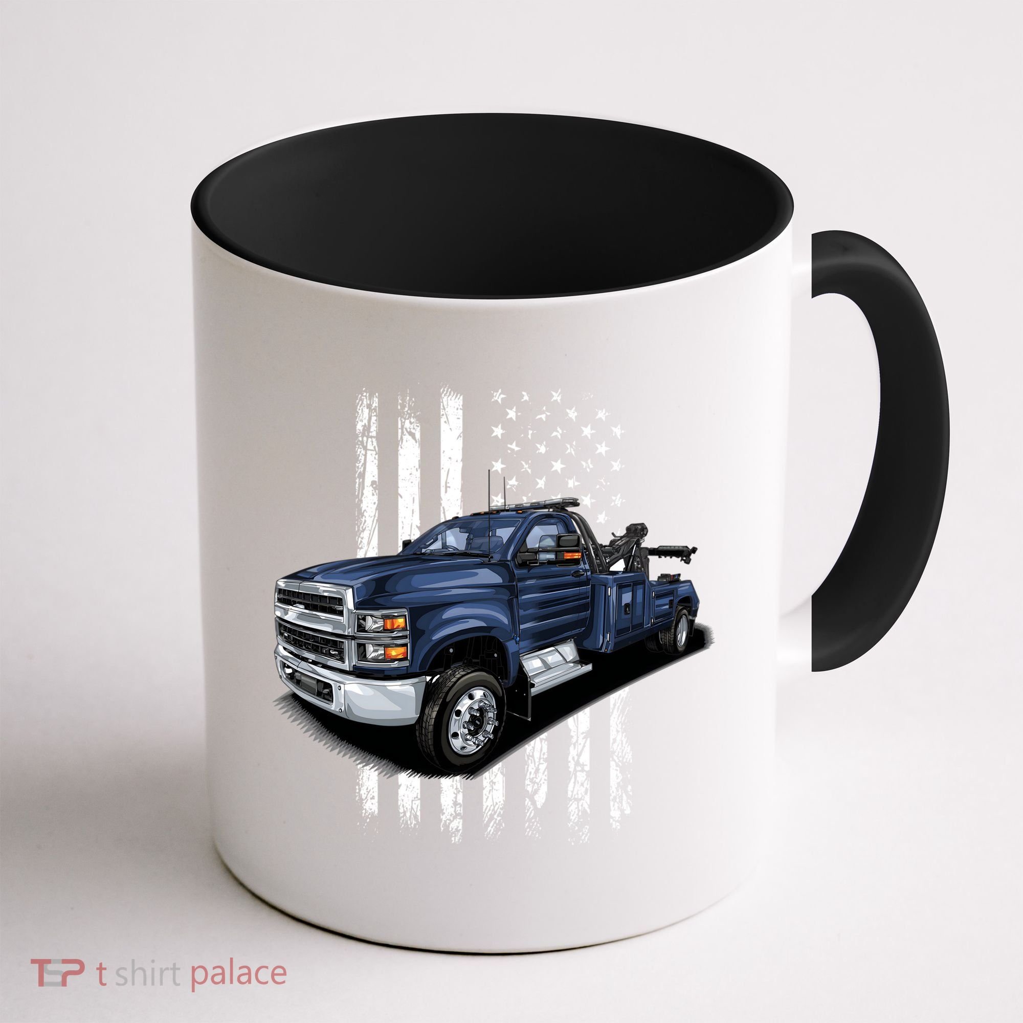 Tow Truck On American Flag Gift Coffee Mug