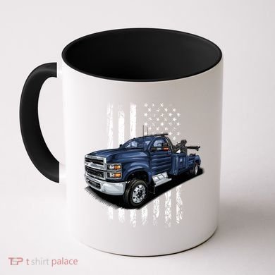 Tow Truck On American Flag Gift Coffee Mug