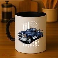 Tow Truck On American Flag Gift Coffee Mug thumb 4