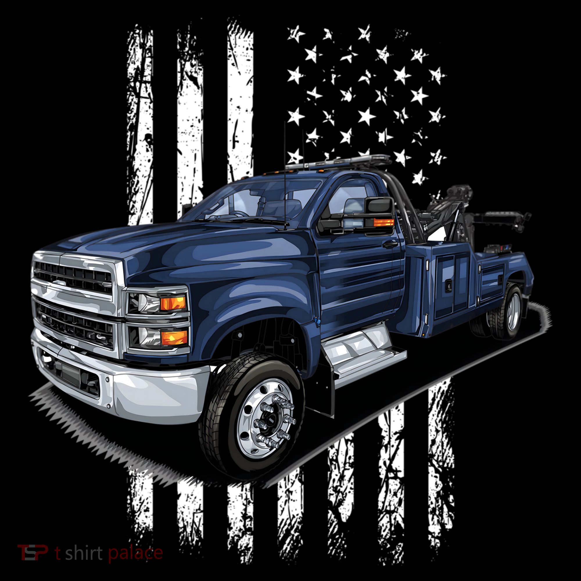 Tow Truck On American Flag Gift Women's Hoodie