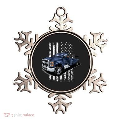 Tow Truck On American Flag Gift Ornament