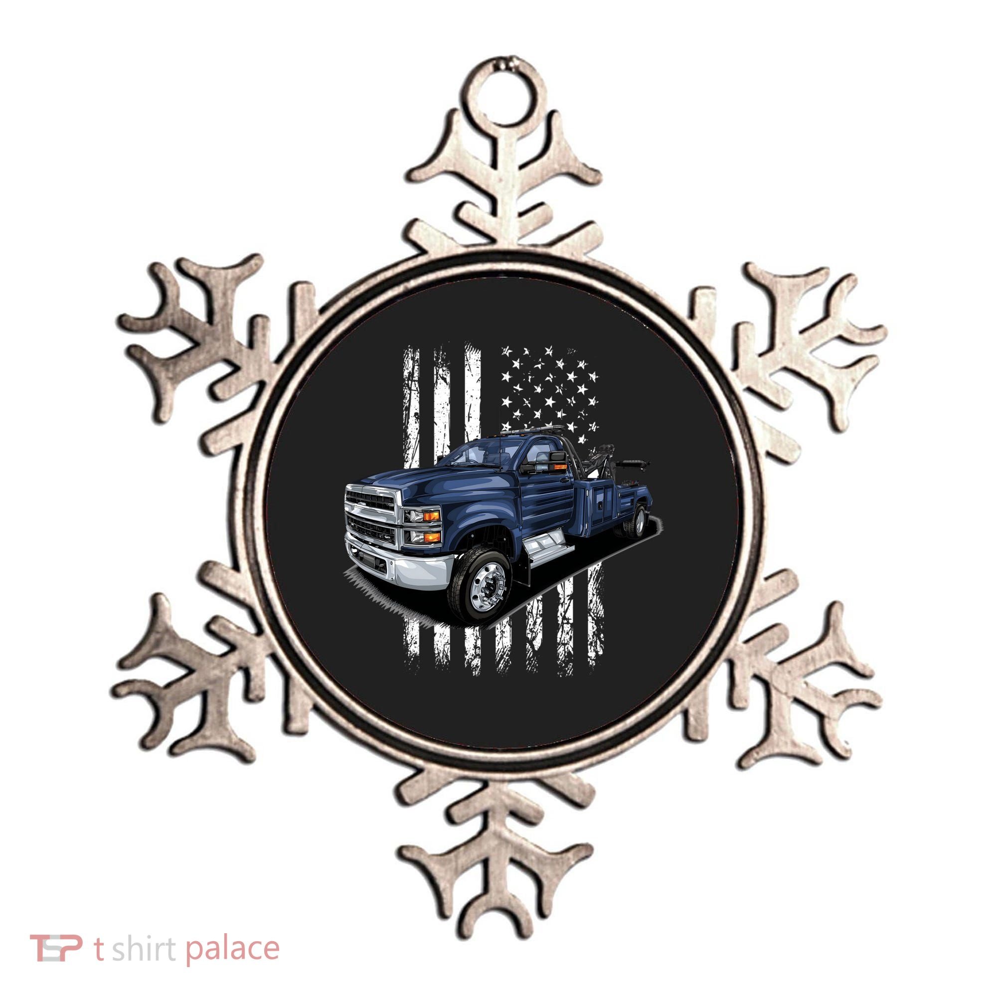 Tow Truck On American Flag Gift Ornament