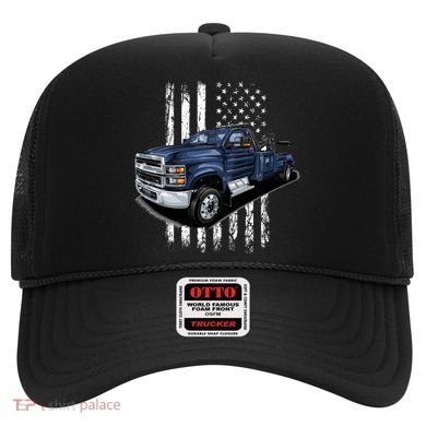 Tow Truck On American Flag Gift Hat