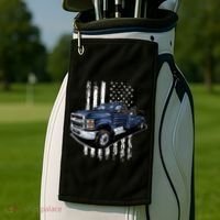Tow Truck On American Flag Gift Golf Towel thumb 2