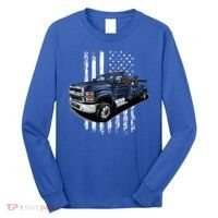Tow Truck On American Flag Gift Long Sleeve Shirt thumb 0