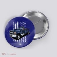 Tow Truck On American Flag Gift Button thumb 0