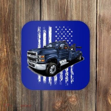 Tow Truck On American Flag Gift Coaster
