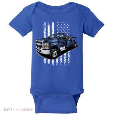 Tow Truck On American Flag Gift Baby Bodysuit