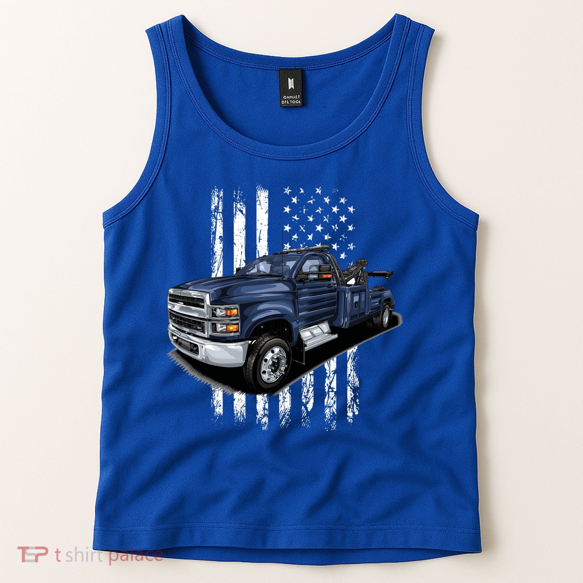 Tow Truck On American Flag Gift Tank Top