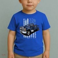 Tow Truck On American Flag Gift Toddler T-Shirt thumb 2