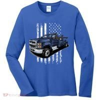 Tow Truck On American Flag Gift Women's Long Sleeve Shirt thumb 0