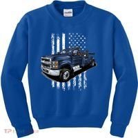Tow Truck On American Flag Gift Kids Sweatshirt thumb 0