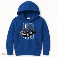 Tow Truck On American Flag Gift Kids Hoodie thumb 0