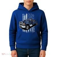 Tow Truck On American Flag Gift Kids Hoodie thumb 4
