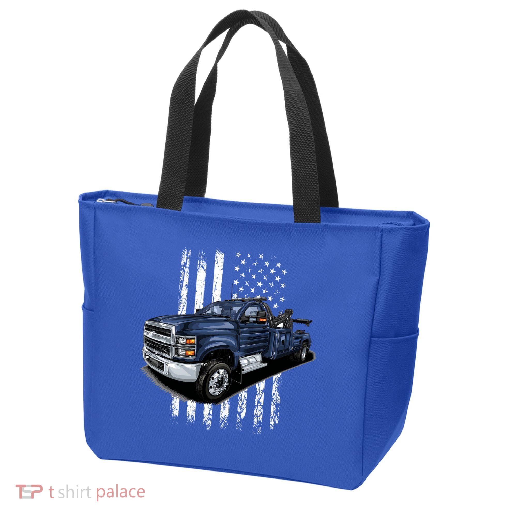 Tow Truck On American Flag Gift Tote Bag