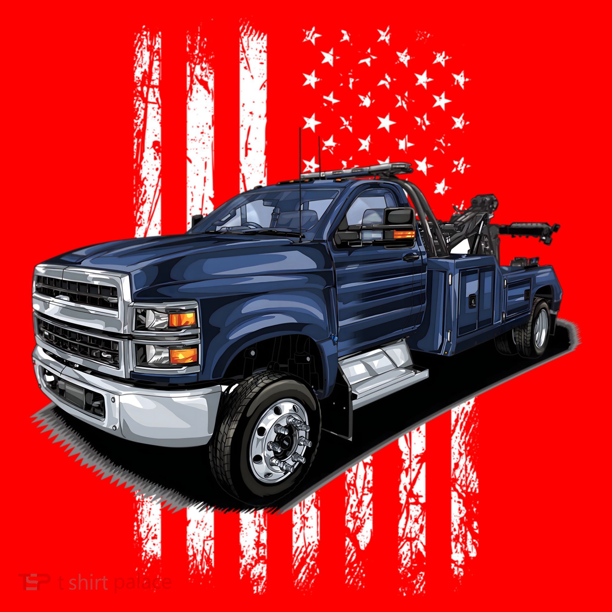 Tow Truck On American Flag Gift Santa Hat