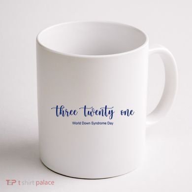 Three Twenty One World Down Syndrome Day Coffee Mug back