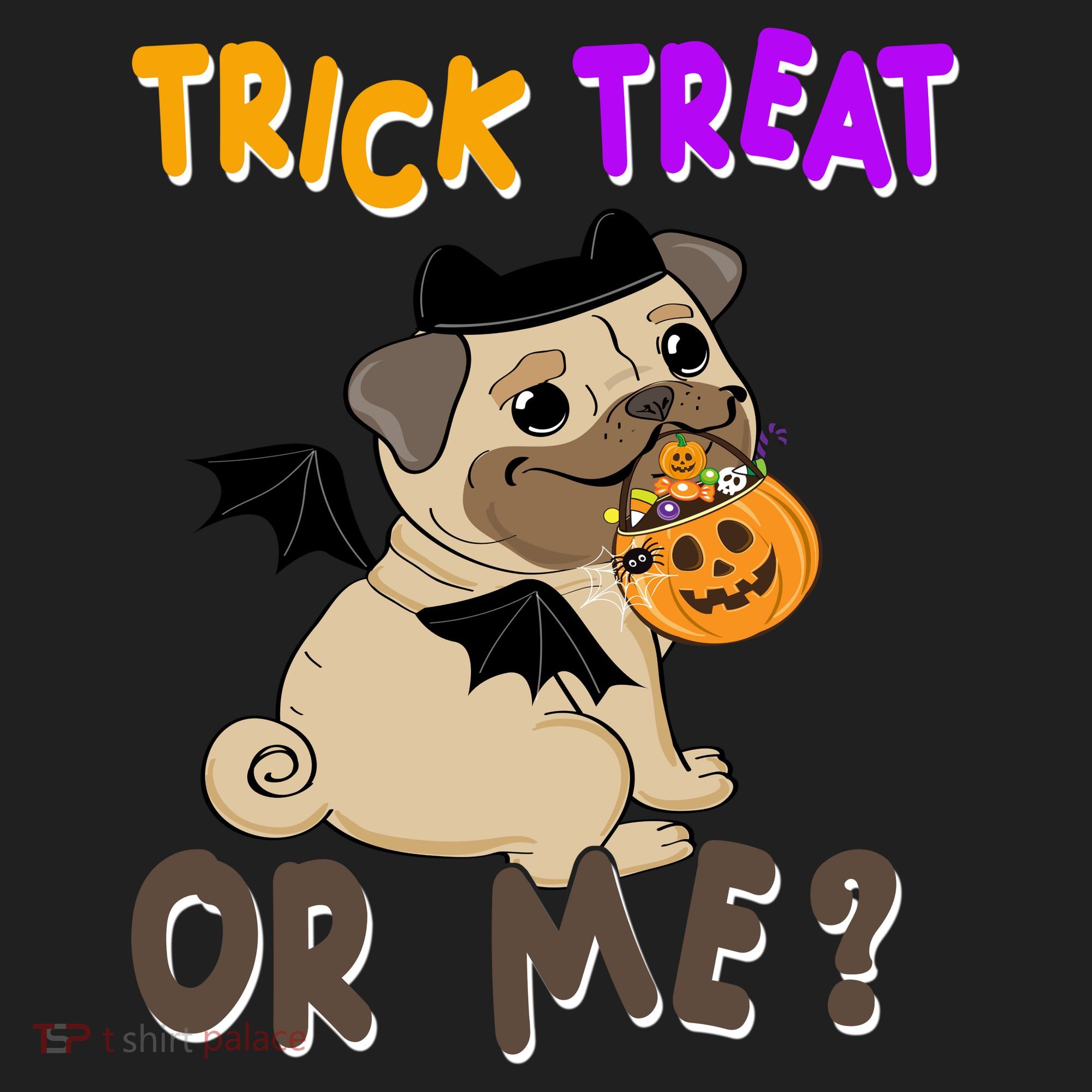 Trick Treat Or Me Pug Dog Halloween Women's Sweatshirt