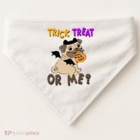 Trick Treat Or Me Pug Dog Halloween USA-Made Doggie Bandana thumb 0