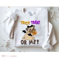 Trick Treat Or Me Pug Dog Halloween Sweatshirt thumb 2