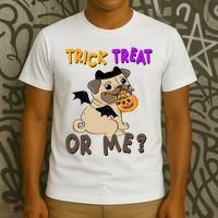 Trick Treat Or Me Pug Dog Halloween T-Shirt thumb 3