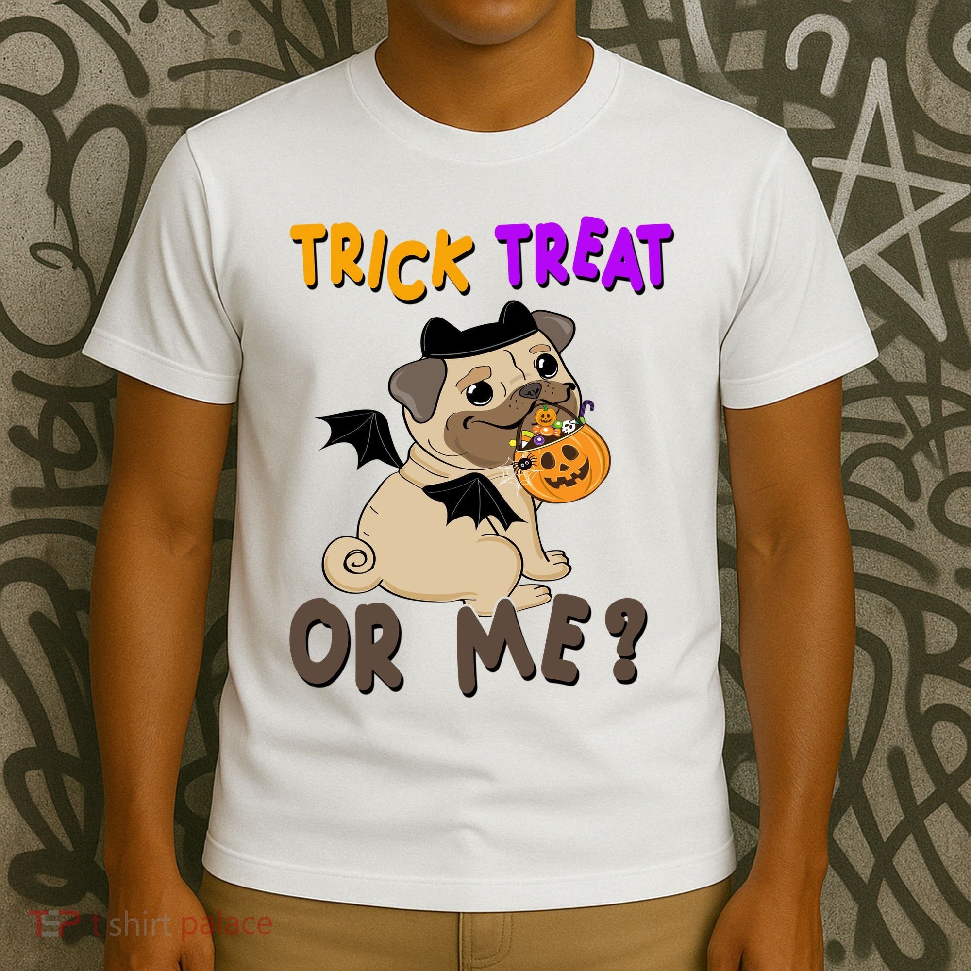 Trick Treat Or Me Pug Dog Halloween T-Shirt