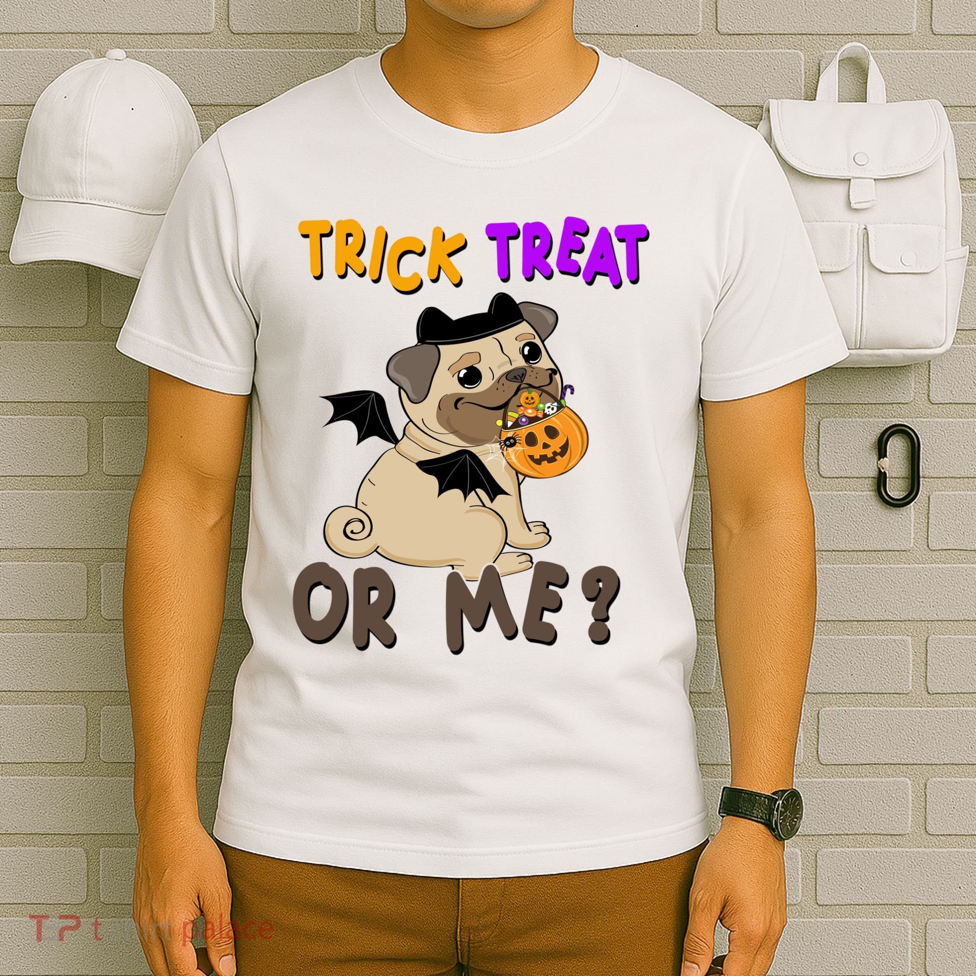 Trick Treat Or Me Pug Dog Halloween T-Shirt