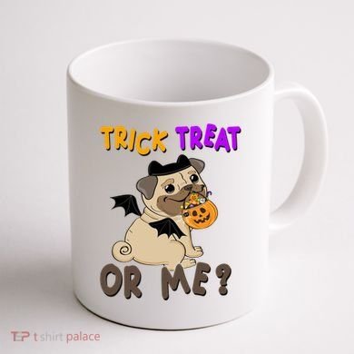 Trick Treat Or Me Pug Dog Halloween Coffee Mug back