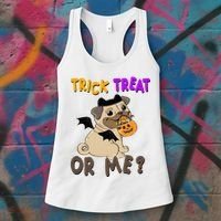 Trick Treat Or Me Pug Dog Halloween Women's Tank Top thumb 3