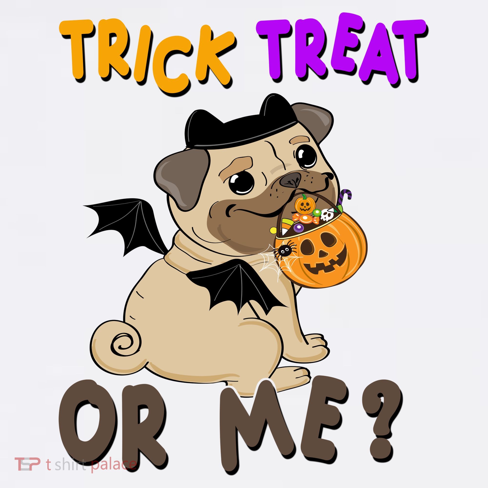 Trick Treat Or Me Pug Dog Halloween Women's Tank Top