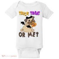 Trick Treat Or Me Pug Dog Halloween Baby Bodysuit thumb 0