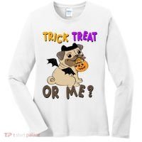 Trick Treat Or Me Pug Dog Halloween Women's Long Sleeve Shirt thumb 0