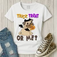 Trick Treat Or Me Pug Dog Halloween Women's T-Shirt thumb 3