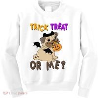 Trick Treat Or Me Pug Dog Halloween Kids Sweatshirt thumb 0