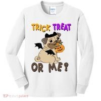 Trick Treat Or Me Pug Dog Halloween Kids Long Sleeve Shirt thumb 0