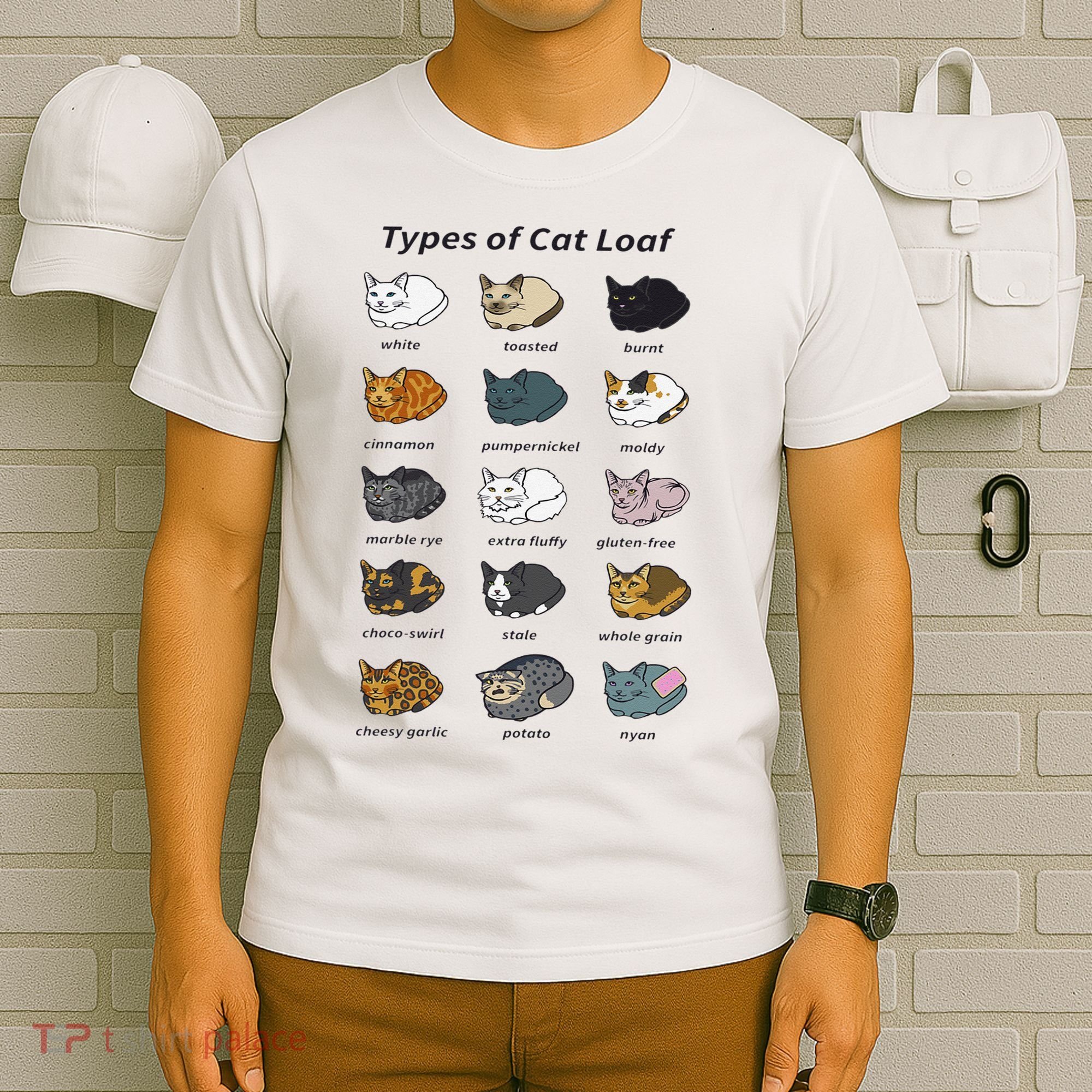 The Types of Cat Loaf Funny Animal Pet Owner T-Shirt