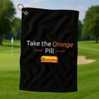 Take The Orange Pill Bitcoin Btc Crypto Currency Defi Golf Towel thumb 1