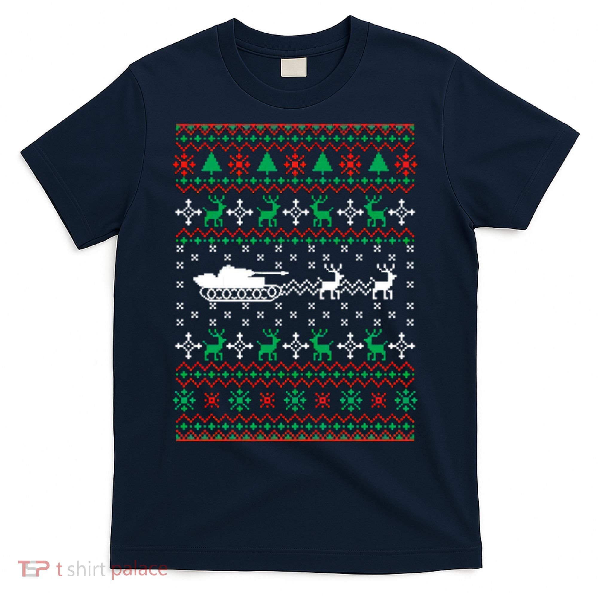 Tank Tanker Panzer Xmas Ugly Christmas T-Shirt