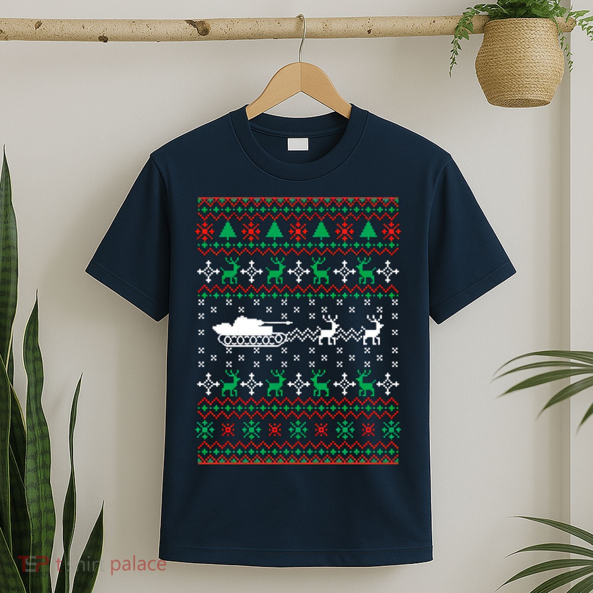 Tank Tanker Panzer Xmas Ugly Christmas T-Shirt