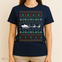Tank Tanker Panzer Xmas Ugly Christmas T-Shirt thumb 4
