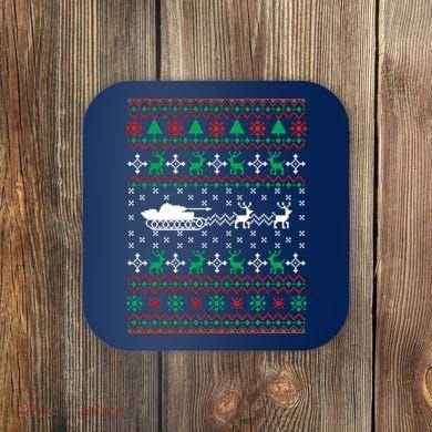 Tank Tanker Panzer Xmas Ugly Christmas Coaster