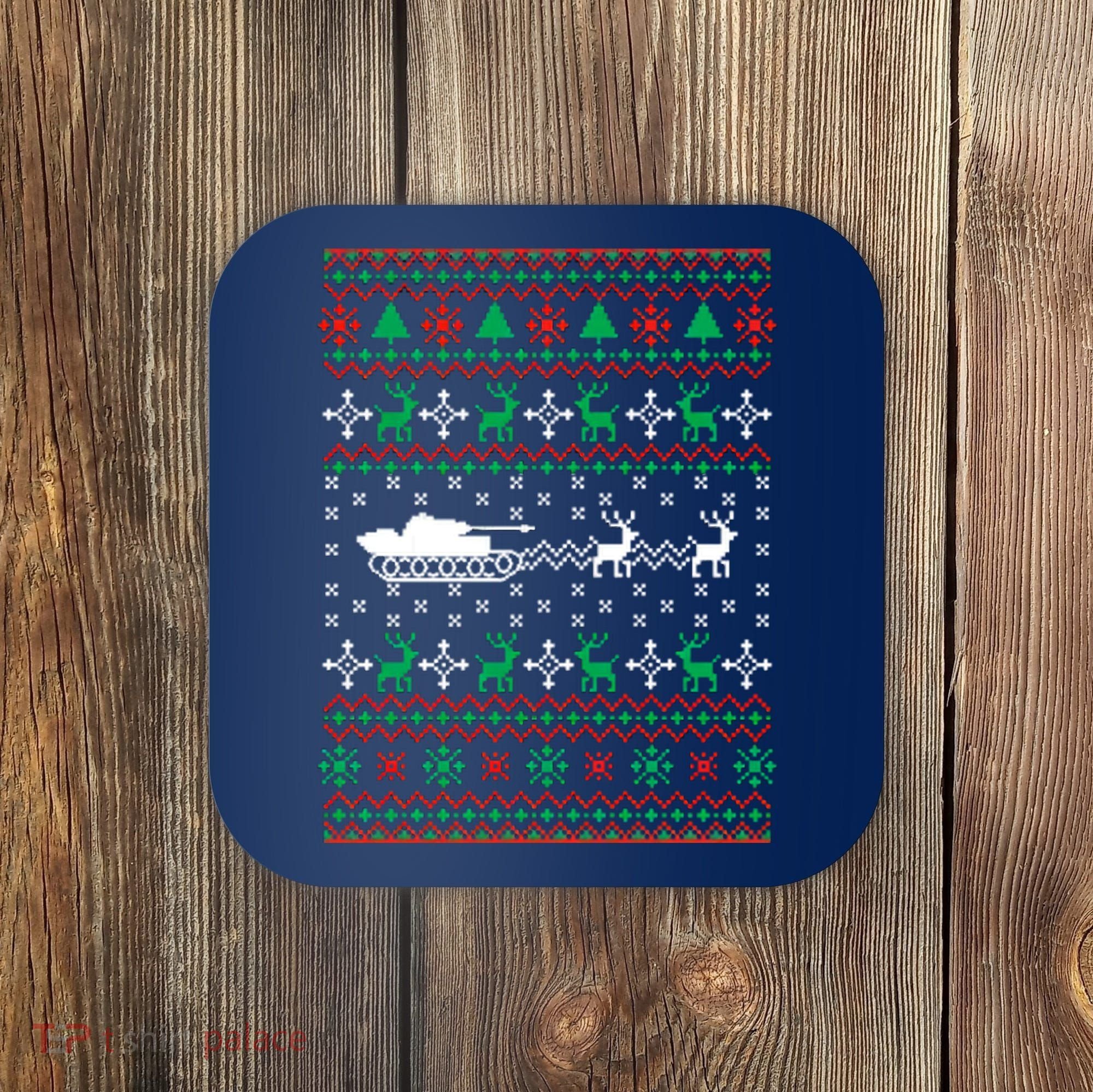 Tank Tanker Panzer Xmas Ugly Christmas Coaster