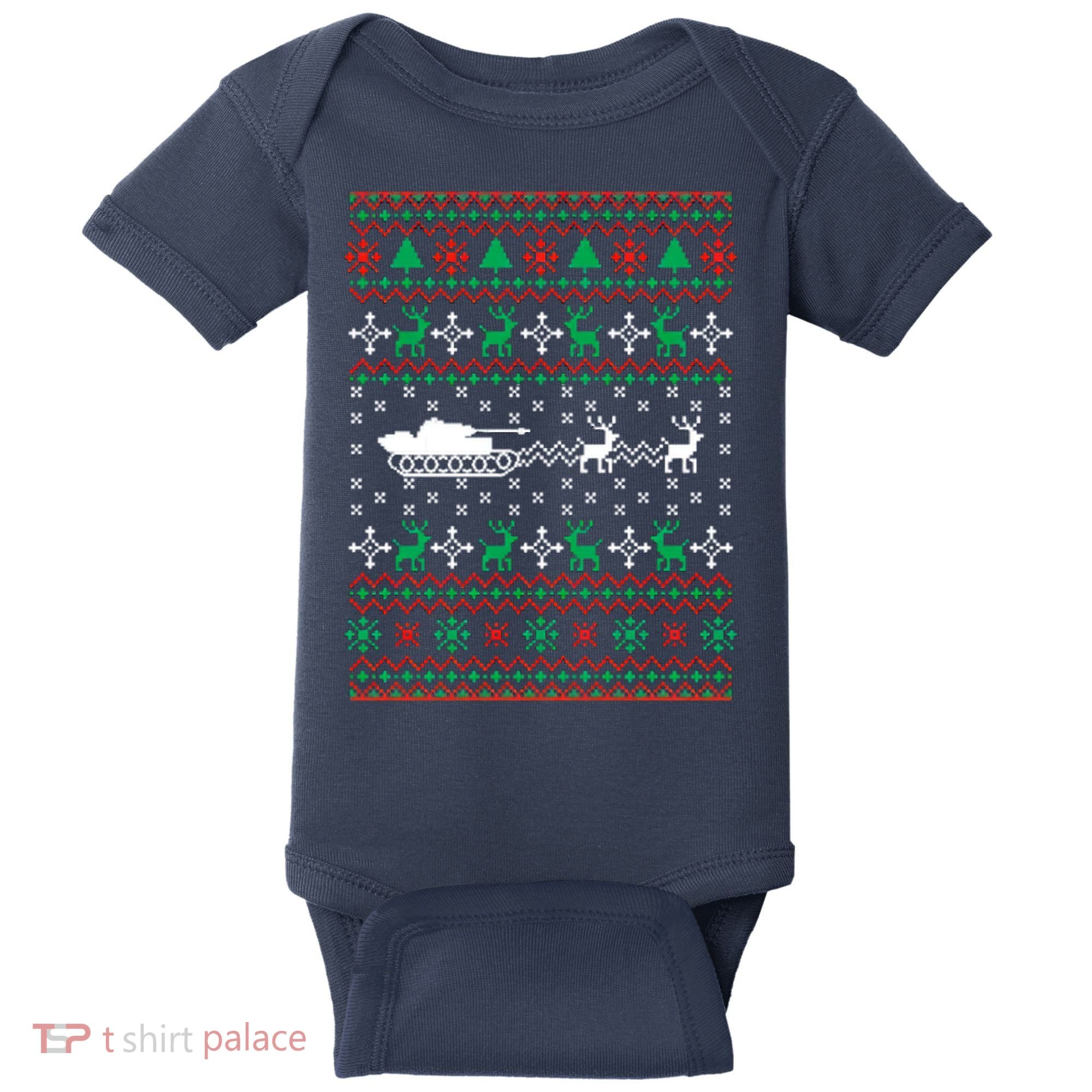 Tank Tanker Panzer Xmas Ugly Christmas Baby Bodysuit